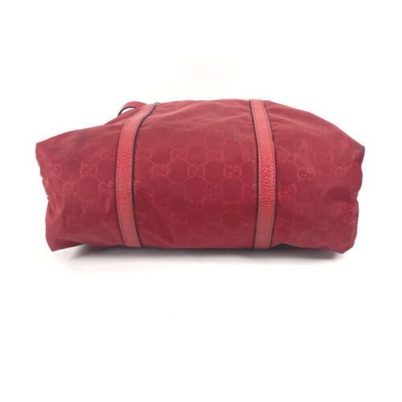 Gucci Red GG Nylon Tote Bag with Leather Trim - Picture 6 of 16